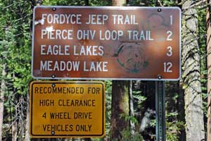 Sign to Fordyce OHV area, Tahoe National Forest CA