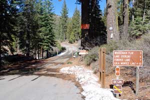 entrance to Rattlesnake Road, Tahoe National Forest CA