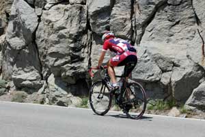 Cyclist on old Highway 40, Donner Summit, CA