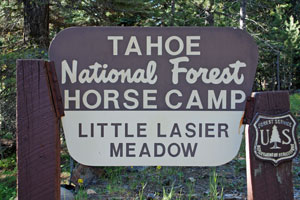 Sign at Little Lasier Meadows Horse Camp, Jackson Meadows Reservoir, CA
