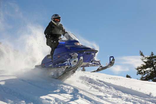 snowmobile rider near Donner Summit, CA